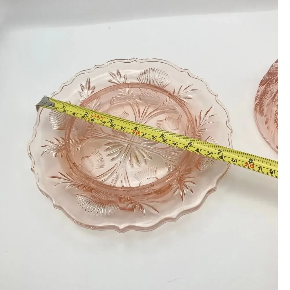 Passion Pink Round Dome Covered Butter Dish Inverted Thistle Mosser Glass USA
